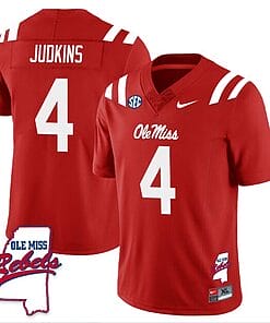 Quinshon Judkins Jersey #4 Ole Miss Rebels Football Ole Map All Stitched Red