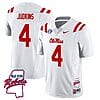 Quinshon Judkins Jersey #4 Ole Miss Rebels Football Ole Map All Stitched White