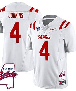 Quinshon Judkins Jersey #4 Ole Miss Rebels Football Ole Map All Stitched White