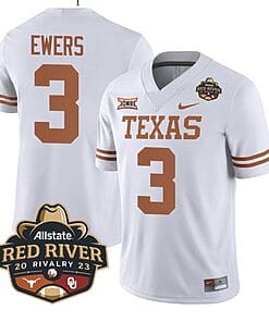 Quinn Ewers Jersey #3 Texas Longhorn Allstate Red River Vivalry Patch College Football White