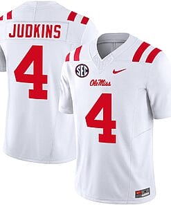 Quinshon Judkins Jersey #4 Ole Miss Rebels Football Vapor Limited All Stitched White