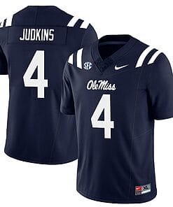 Quinshon Judkins Jersey #4 Ole Miss Rebels Football All Stitched Navy
