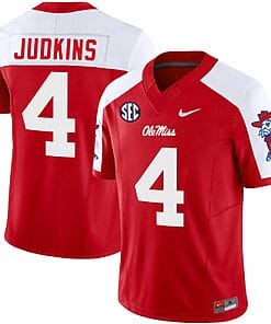Quinshon Judkins Jersey #4 Ole Miss Rebels Football Vapor Limited All Stitched Red Alternate