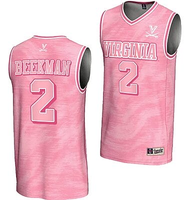 Reece Beekman Jersey #2 Virginia Cavaliers College Basketball Lightweight Pink