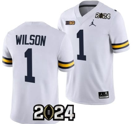Roman Wilson Jersey #1 Michigan Wolverines 2024 Football National Championship Playoff White