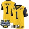 Roman Wilson Jersey #1 Michigan Wolverines Vapor Limited Football 2024 National Champions Patch Navy Sleeves