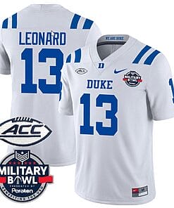 Riley Leonard Jersey #13 Duke Blue Devils Football Limited White - Military Bowl