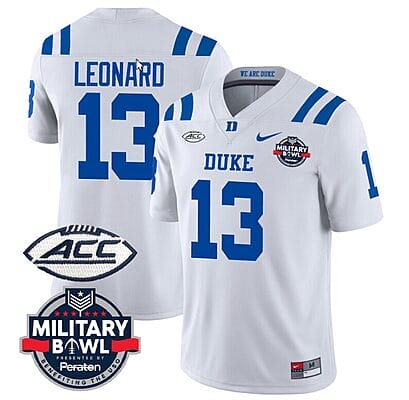 Riley Leonard Jersey #13 Duke Blue Devils Football Limited White - Military Bowl