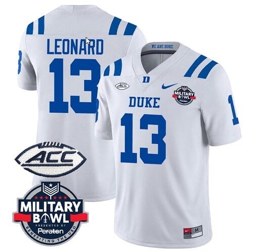 Riley Leonard Jersey #13 Duke Blue Devils Football Limited White - Military Bowl