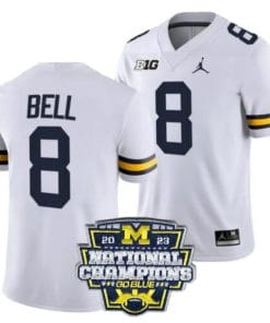 Ronnie Bell Jersey #8 Michigan Wolverines Football 2023 National Champions Patch White