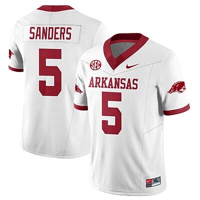Raheim Sanders Jersey #5 Arkansas Razorback Football All Stitched White