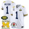 Roman Wilson Jersey #1 Michigan Wolverines Vapor Stitched 1000 Wins Rose Bowl Patch White
