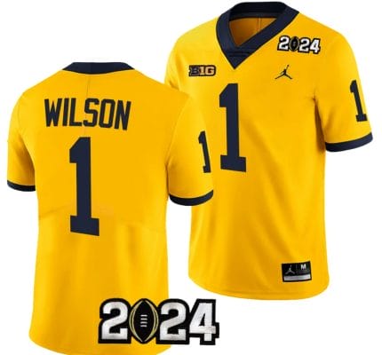 Roman Wilson Jersey #1 Michigan Wolverines 2024 Football National Championship Playoff Yellow