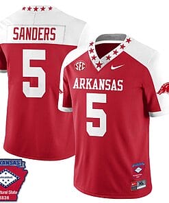 Raheim Sanders Jersey #5 Arkansas Razorback Football Arkansas Patch Red Alternate