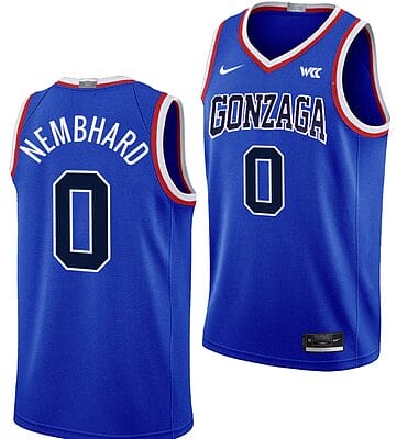 Ryan Nembhard Jersey #0 Gonzaga Bulldogs Throwback Basketball uniform 2023-24 Blue