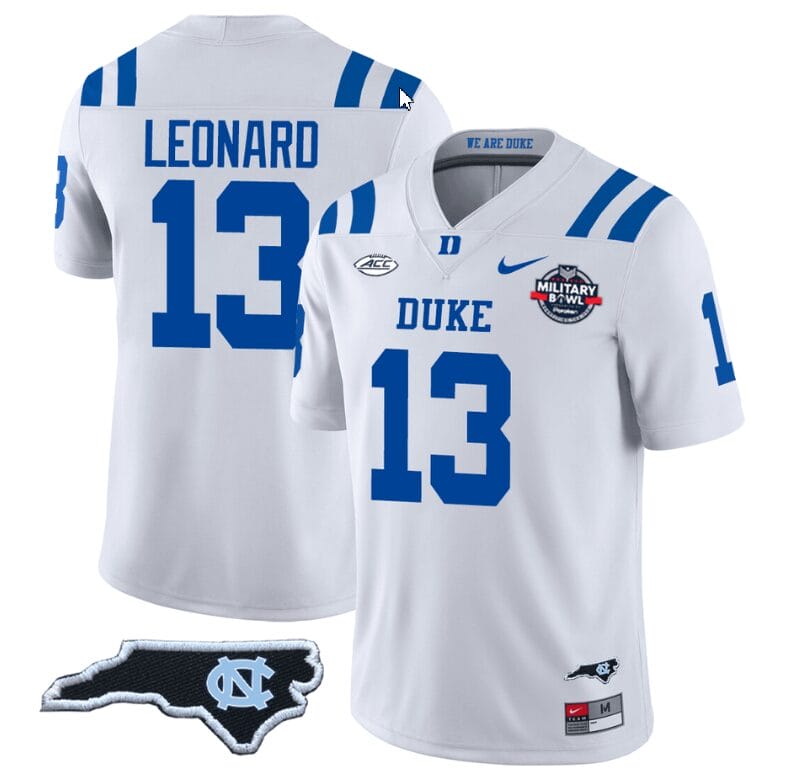 Riley Leonard Jersey #13 Duke Blue Devils Football Limited White - NC State