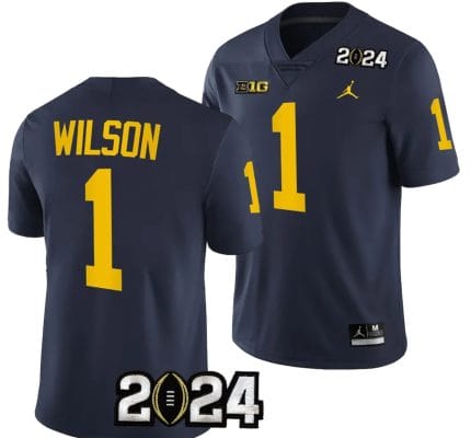 Roman Wilson Jersey #1 Michigan Wolverines 2024 Football National Championship Playoff Navy