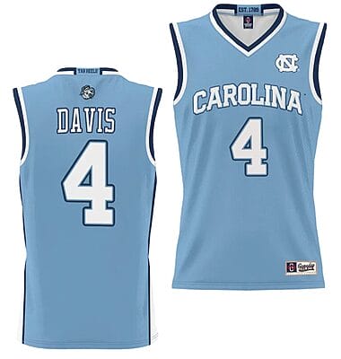 RJ Davis Jersey #4 UNC Tar Heels NIL College Basketball Lightweight Blue