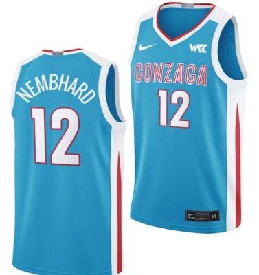 Ryan Nembhard Jersey #12 Gonzaga Bulldogs NIL College Basketball Blue
