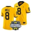Ronnie Bell Jersey #8 Michigan Wolverines Football 2023 National Champions Patch Yellow