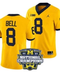 Ronnie Bell Jersey #8 Michigan Wolverines Football 2023 National Champions Patch Yellow