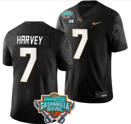 RJ Harvey Jersey #7 UCF Knights 2023 Gasparilla Bowl Patch Football Black
