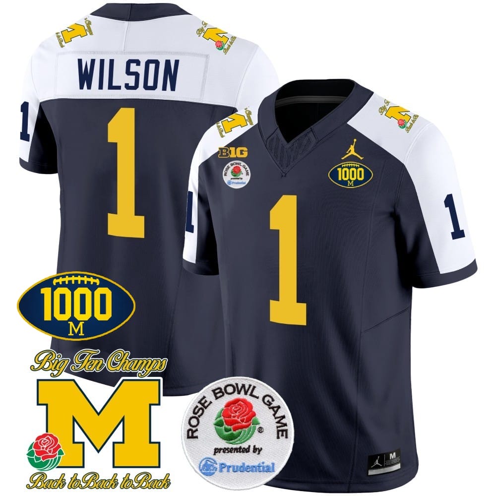 Roman Wilson Jersey #1 Michigan Wolverines Vapor Stitched 1000 Wins Rose Bowl Patch Alternate