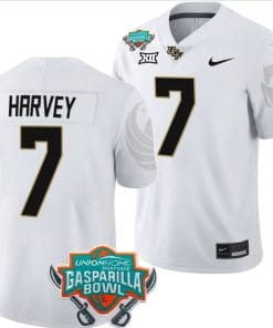 RJ Harvey Jersey #7 UCF Knights 2023 Gasparilla Bowl Patch Football White