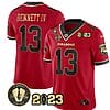 Stetson Bennett Jersey #13 Georgia Bulldogs Football 2023 and Vince Dooley Patch Black Red All Stitched