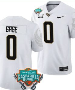 Stacy Gage Jersey #0 UCF Knights 2023 Gasparilla Bowl Patch Football White
