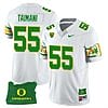 Sam Taimani Jersey #55 Oregon Ducks ‘Mighty Oregon’ Throwback Football Uniforms Oregon State Patch White