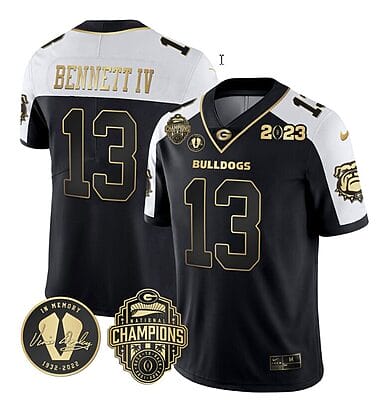 Stetson Bennett Jersey #13 Georgia Bulldogs Football 2023 Champions and Vince Dooley Patch Alternate All Stitched