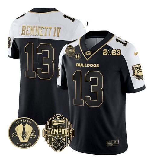 Stetson Bennett Jersey #13 Georgia Bulldogs Football 2023 Champions and Vince Dooley Patch Alternate All Stitched