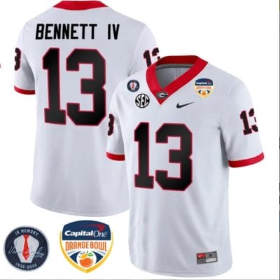 Stetson Bennett Jersey #13 Georgia Bulldogs Orange Bowl Patch Football Stitched White
