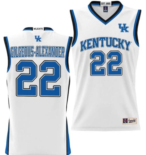Shai Gilgeous Alexander Jersey #22 Kentucky Wildcats NIL College Basketball Lightweight White
