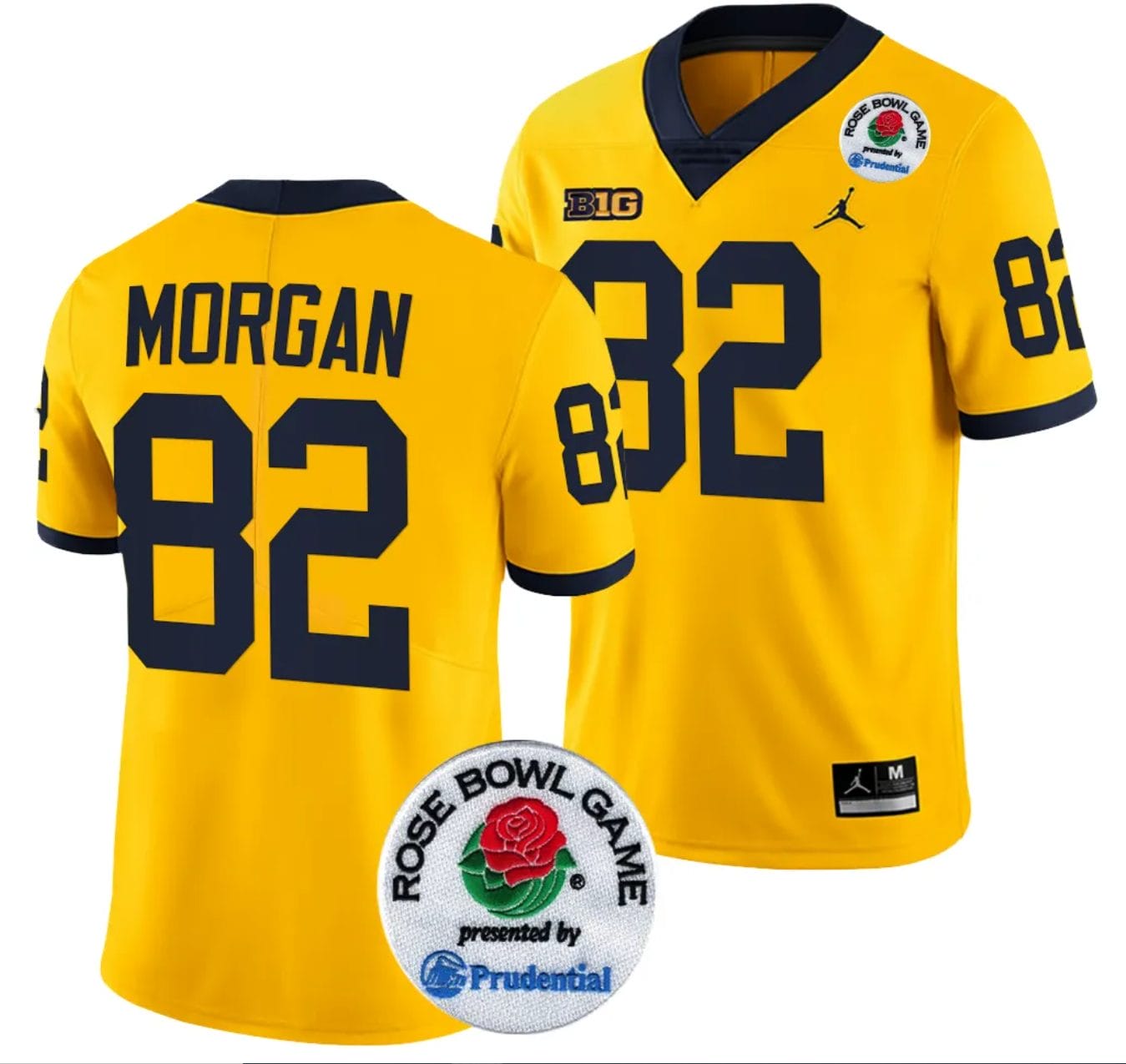 Semaj Morgan Jersey #82 Michigan Wolverines Rose Bowl Game 2024 Patch College Football Playoff Maize