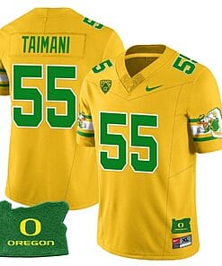 Sam Taimani Jersey #55 Oregon Ducks ‘Mighty Oregon’ Throwback Football Oregon State Yellow