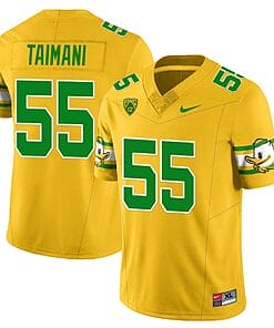 Sam Taimani Jersey #55 Oregon Ducks ‘Mighty Oregon’ Throwback College Football Uniforms Yellow