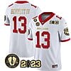 Stetson Bennett Jersey #13 Georgia Bulldogs Football 2023 and Vince Dooley Patch White Gold Trim All Stitched