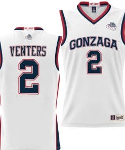 Steele Venters Jersey #2 Gonzaga Bulldogs NIL College Basketball Lightweight White