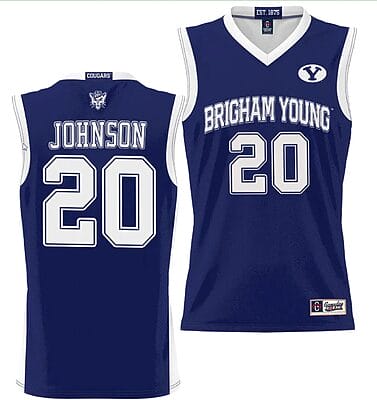 Spencer Johnson Jersey #20 BYU Cougars NIL College Basketball Jersey Lightweight Navy