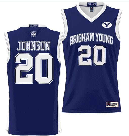 Spencer Johnson Jersey #20 BYU Cougars NIL College Basketball Jersey Lightweight Navy