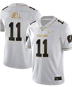 Skyler Bell Jersey #11 Wisconsin Badgers Gold Vapor College Football White Gold