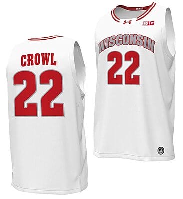 Steven Crowl Jersey #22 Wisconsin Badgers By the Players Basketball 2023-24 White