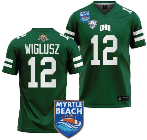 Sam Wiglusz Jersey #12 Ohio Bobcats 2023 Myrtle Beach Bowl Patch College Football Green