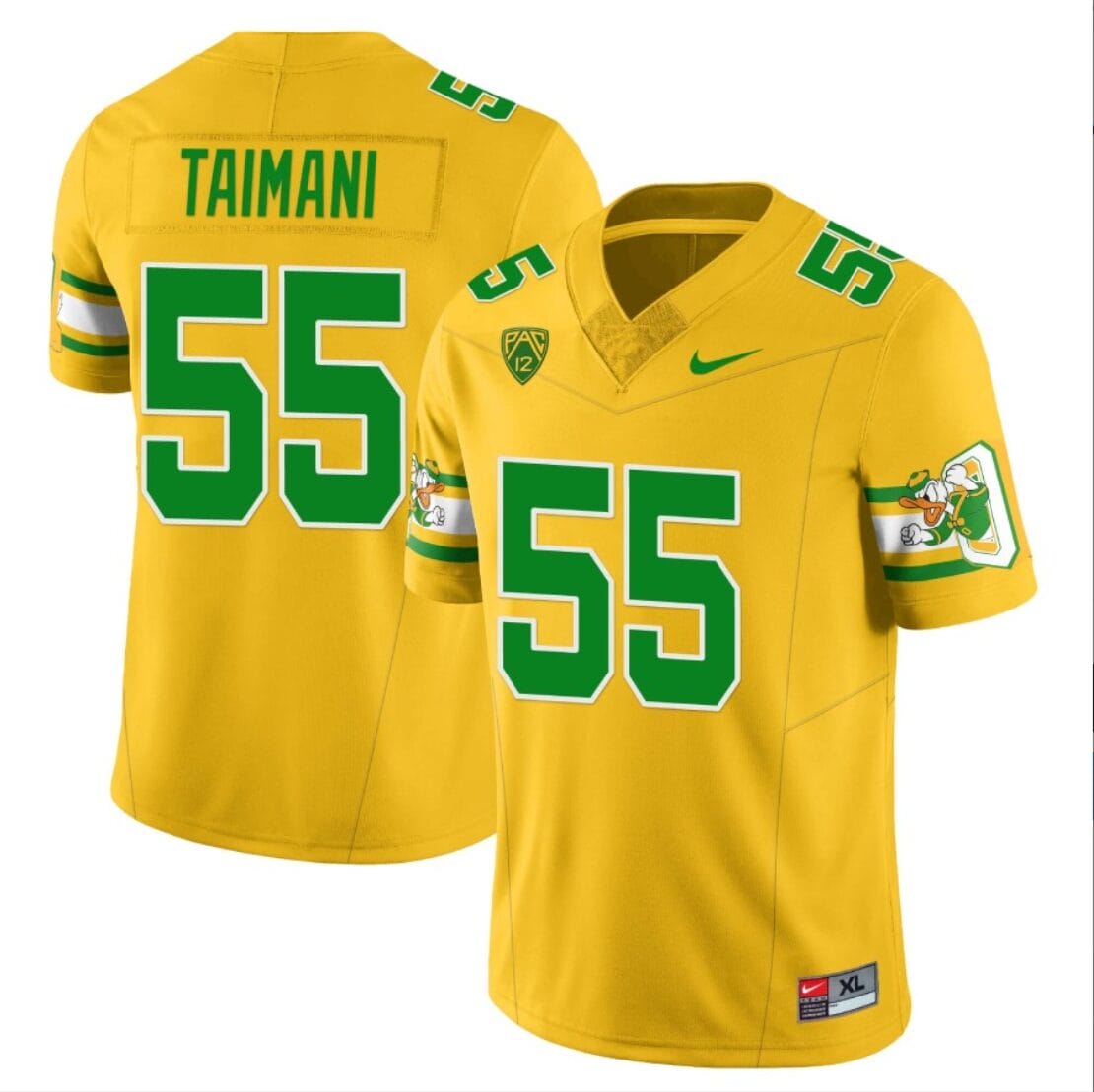 Sam Taimani Jersey #55 Oregon Ducks ‘Mighty Oregon’ Throwback Football Uniforms Yellow
