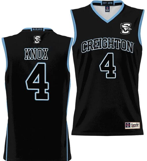 Sterling Knox Jersey #4 Creighton Bluejays College NIL Basketball Lightweight Black