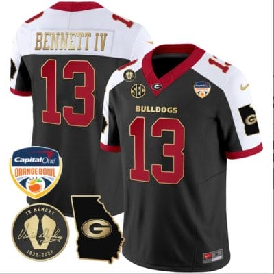 Stetson Bennett Jersey #13 Georgia Bulldogs Vapor Limited Orange Bowl Patch Alternate
