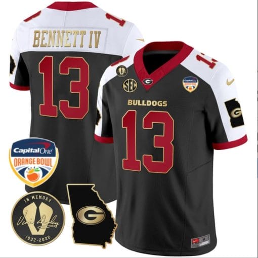 Stetson Bennett Jersey #13 Georgia Bulldogs Vapor Limited Orange Bowl Patch Alternate