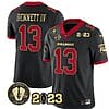 Stetson Bennett Jersey #13 Georgia Bulldogs Football 2023 and Vince Dooley Patch Black Gold Trim All Stitched